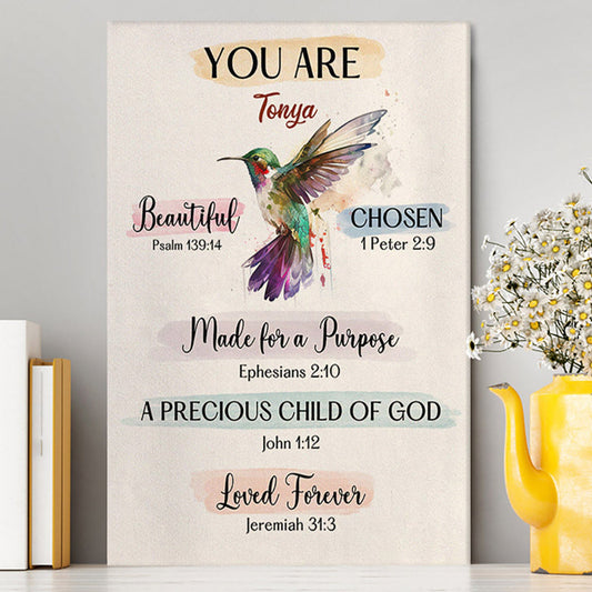 What God Says About You Personalized Canvas Wall Art - Hummingbird Canvas Prints - Bible Verse Gift For Women Of God