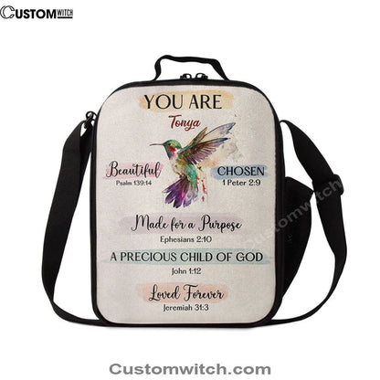 What God Says About You Personalized Lunch Bag For Men And Women - Hummingbird Lunch Bag - Bible Verse Gift For Women Of God