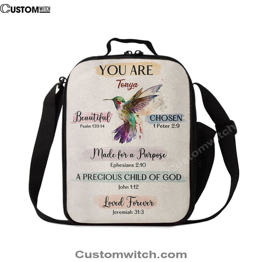 What God Says About You Personalized Lunch Bag For Men And Women - Hummingbird Lunch Bag - Bible Verse Gift For Women Of God