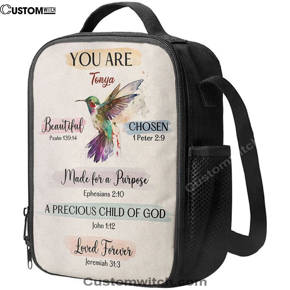 What God Says About You Personalized Lunch Bag For Men And Women - Hummingbird Lunch Bag - Bible Verse Gift For Women Of God