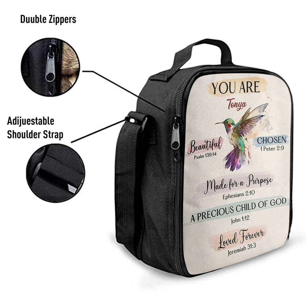 What God Says About You Personalized Lunch Bag For Men And Women - Hummingbird Lunch Bag - Bible Verse Gift For Women Of God
