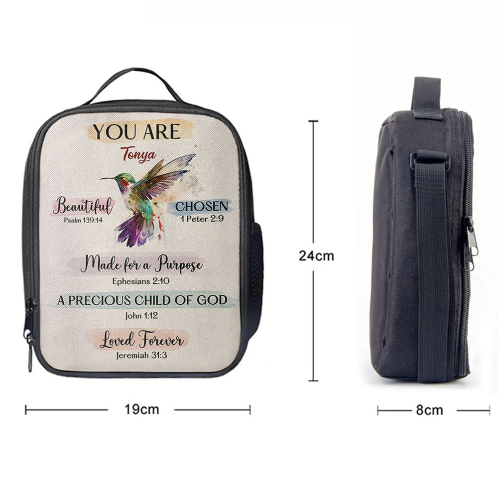 What God Says About You Personalized Lunch Bag For Men And Women - Hummingbird Lunch Bag - Bible Verse Gift For Women Of God