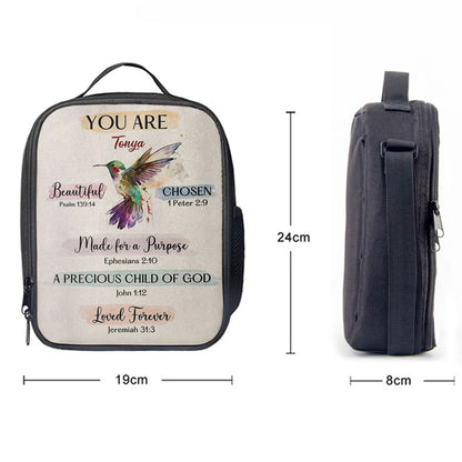 What God Says About You Personalized Lunch Bag For Men And Women - Hummingbird Lunch Bag - Bible Verse Gift For Women Of God