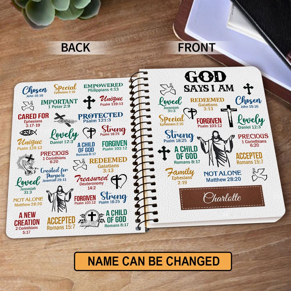 What God Says About You Prayer Personalized Spiral Journal, Inspiration Gifts For Christian People