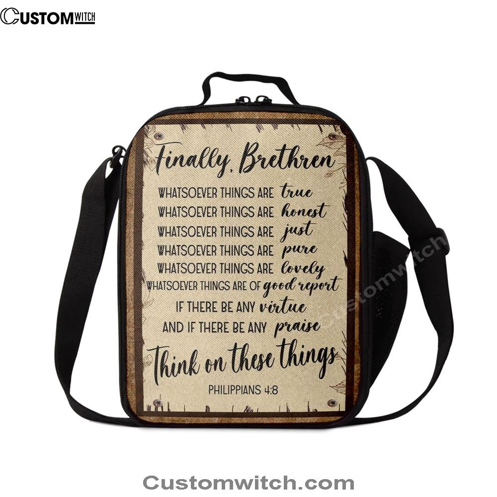 Whatsoever Things Are True Philippians 48 Bible Verse Lunch Bag For Men And Women, Spiritual Christian Lunch Box For School, Work