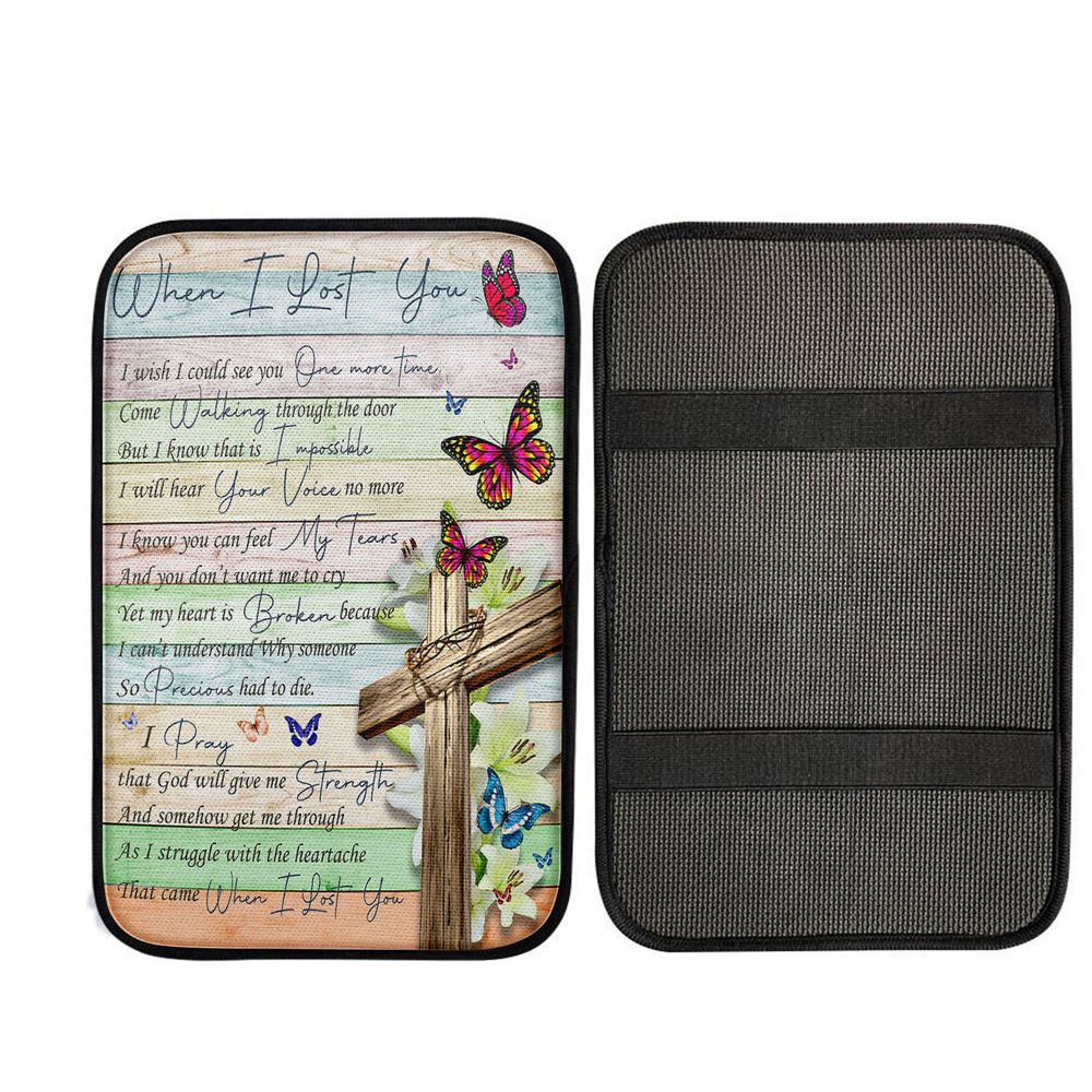 When I Lost You I Wish Car Center Console Cover, Bible Verse Car Interior Accessories