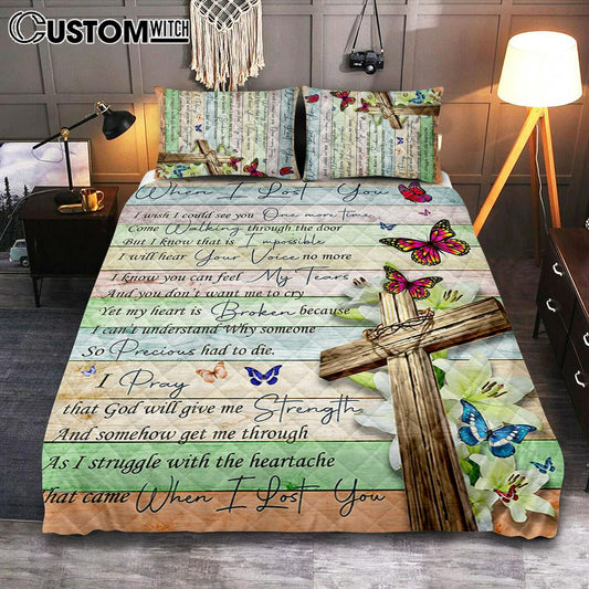 When I Lost You I Wish Quilt Bedding Set Bedroom - Christian Cover Twin Bedding Quilt Bedding Set - Religious Quilt Bedding Set Prints