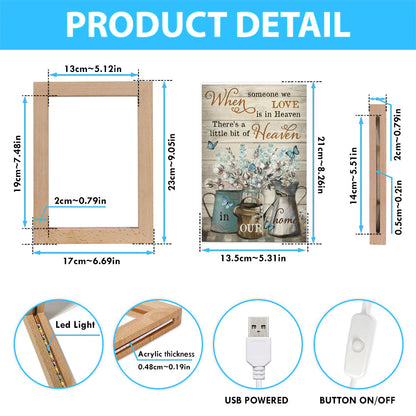 When Someone We Love Is In Heaven Flower Blue Butterfly Frame Lamp Prints - Christian Decor - Bible Verse Wooden Lamp