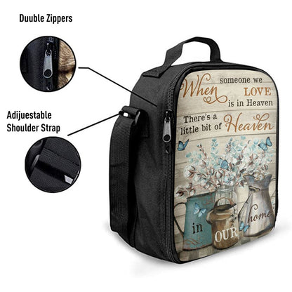When Someone We Love Is In Heaven Flower Blue Butterfly Lunch Bag For Men And Women, Spiritual Christian Lunch Box For School, Work