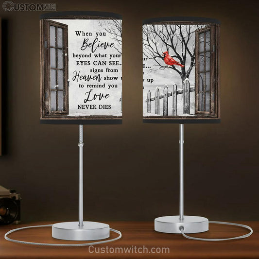 When You Believe Love Never Dies Large Table Lamb - Christian Table Lamb Prints - Religious Table Lamb Art