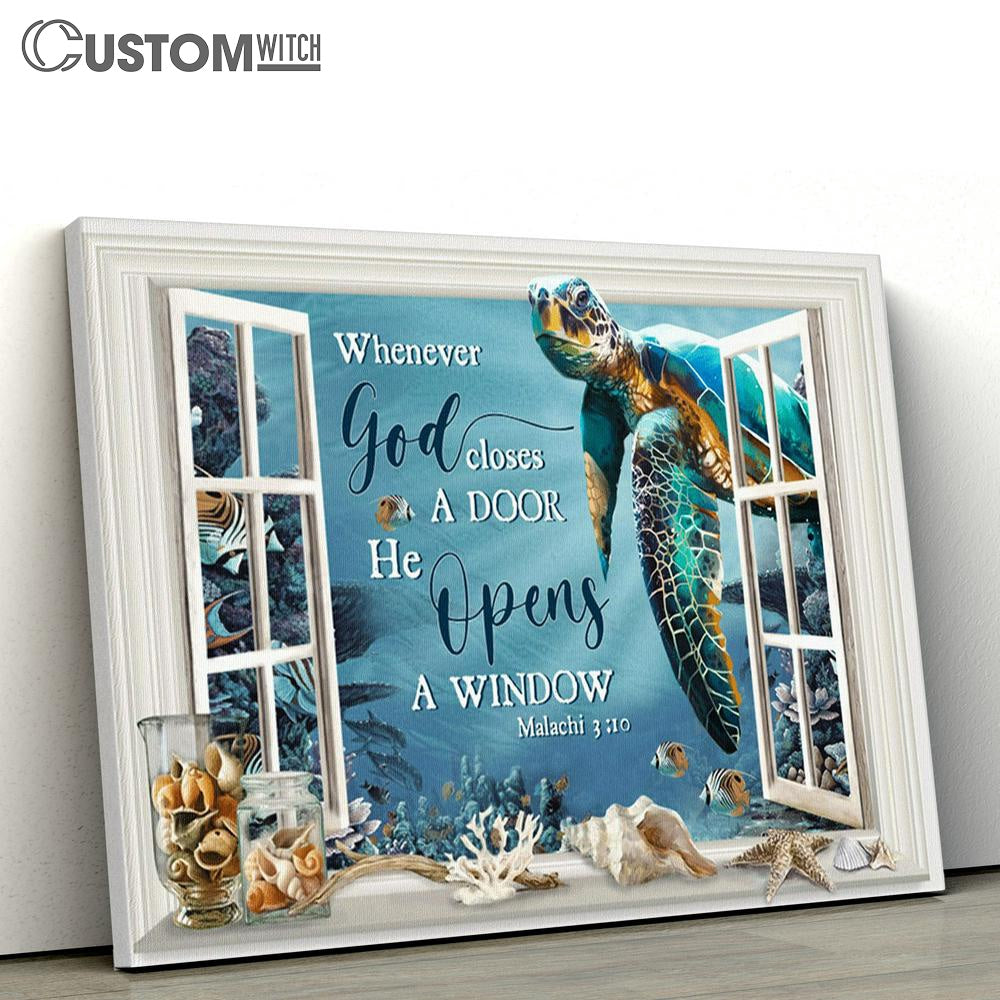 Whenever God Closes A Door He Open A Window Ocean Turtle Large Canvas - Christian Canvas Prints - Religious Canvas Art