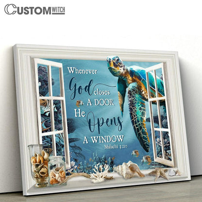 Whenever God Closes A Door He Open A Window Ocean Turtle Large Canvas - Christian Canvas Prints - Religious Canvas Art