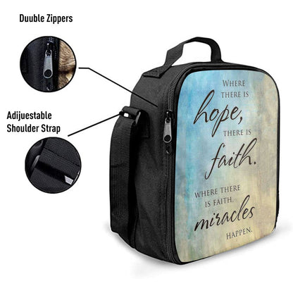 Where There Is Hope Faith Miracles Happen Lunch Bag For Men And Women, Spiritual Christian Lunch Box For School, Work