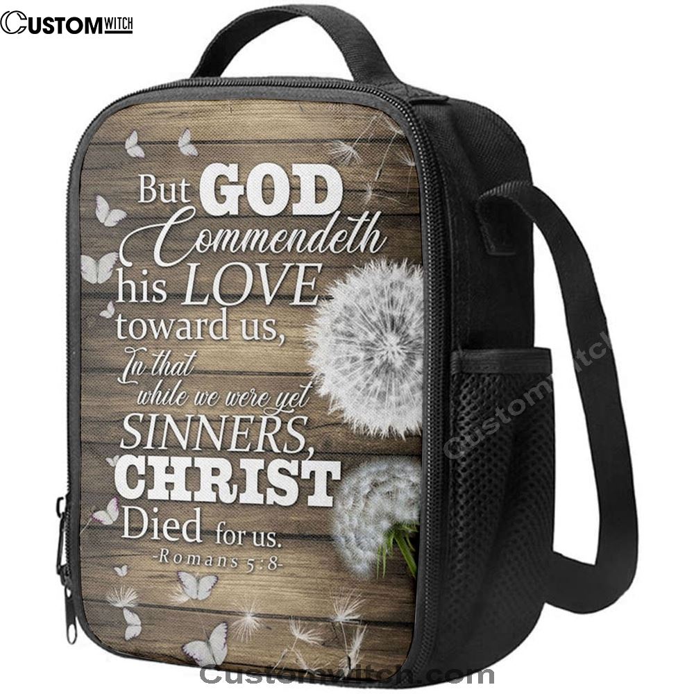 While We Were Yet Sinners Christ Died For Us Romans 58 Bible Verse Lunch Bag For Men And Women, Spiritual Christian Lunch Box For School, Work