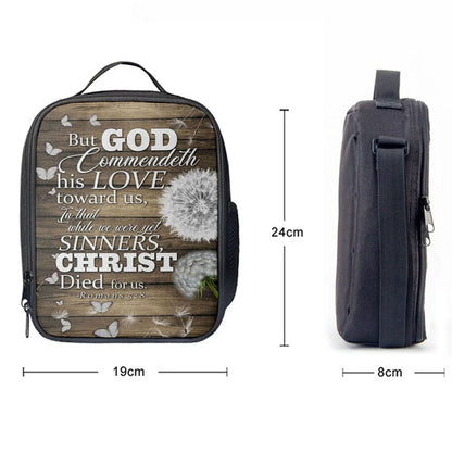 While We Were Yet Sinners Christ Died For Us Romans 58 Bible Verse Lunch Bag For Men And Women, Spiritual Christian Lunch Box For School, Work