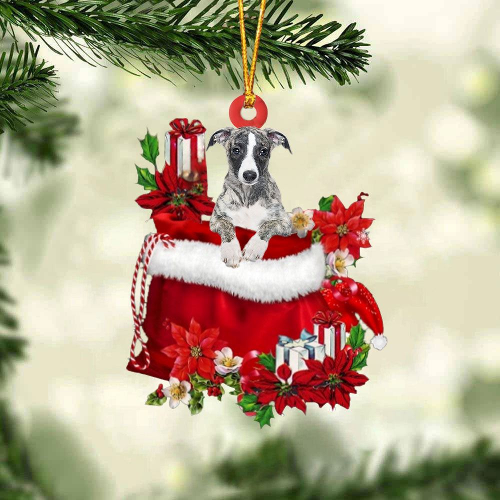 Whippet In Gift Bag Christmas Ornaments, Christmas Gift, Christmas Tree Decorations, Christmas Ornament 2023