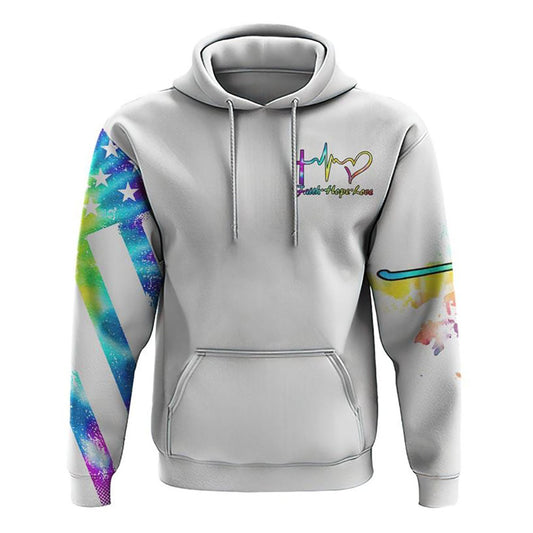White Faith Cross Wings Colorful Watercolor All Over Print 3D Hoodie, Christian Hoodie, Christian Sweatshirt, Bible Verse Shirt