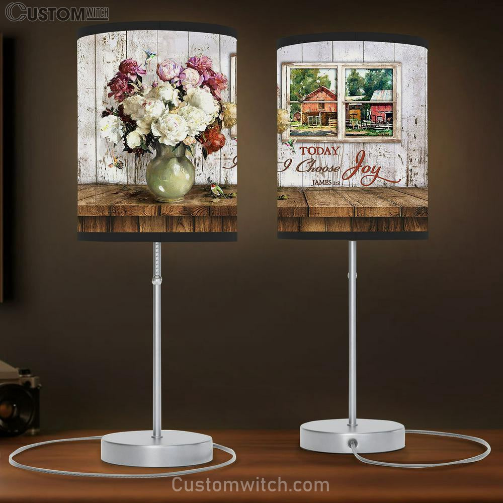 White Flower Today I Choose Joy Table Lamb Art - Bible Verse Lamb Gift - Christian Bedroom Decor