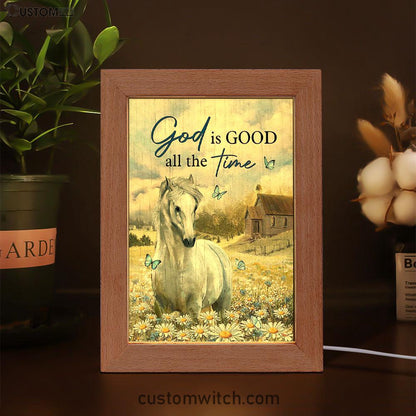 White Horse God Is Good All The Time Frame Lamp Art - Christian Art - Bible Verse Art - Religious Home Decor