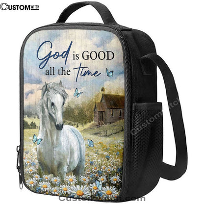White Horse God Is Good All The Time Lunch Bag For Men And Women, Spiritual Christian Lunch Box For School, Work