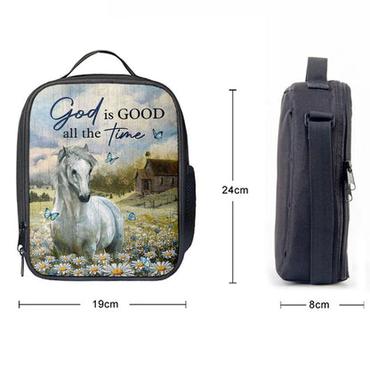 White Horse God Is Good All The Time Lunch Bag For Men And Women, Spiritual Christian Lunch Box For School, Work