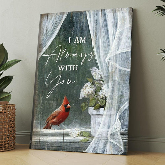 White Hydrangea Cardinal I Am Always With You Spring Canvas, Christmas Gift for Christian