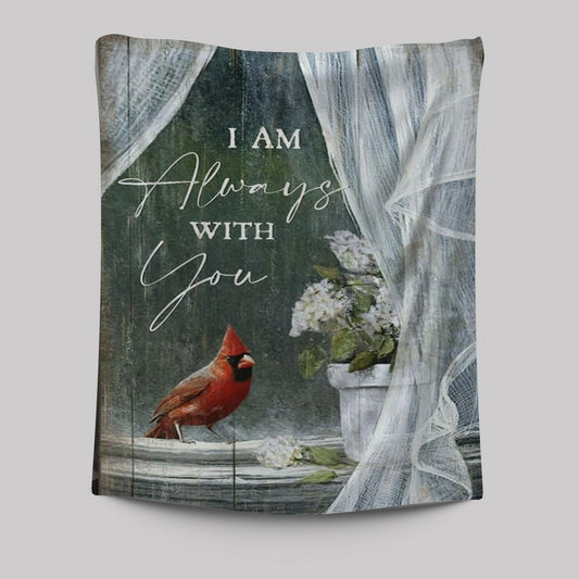 White Hydrangea Cardinal I Am Always With You Spring Tapestry