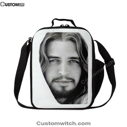 White Jesus Christ Portrait - Jesus Picture - Face Of Jesus Lunch Bag For Men And Women, Spiritual Christian Lunch Box For School, Work