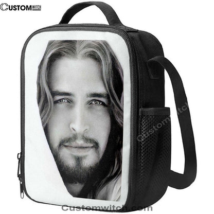 White Jesus Christ Portrait - Jesus Picture - Face Of Jesus Lunch Bag For Men And Women, Spiritual Christian Lunch Box For School, Work