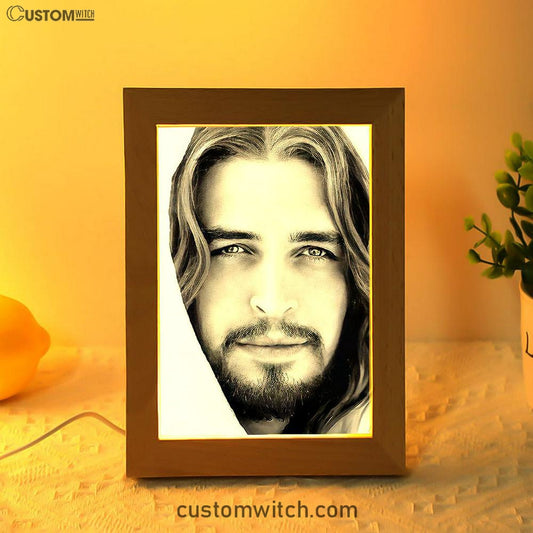 White Jesus Picture 2 - Jesus Frame Lamp Art - Christian Art - Jesus Decor