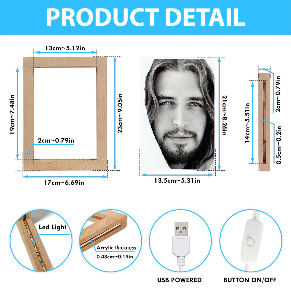 White Jesus Picture 2 - Jesus Frame Lamp Art - Christian Art - Jesus Decor