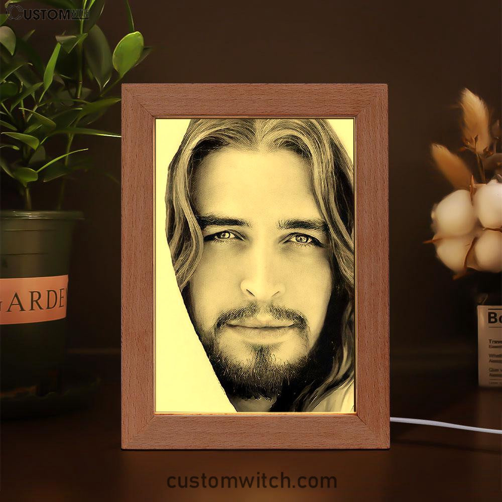 White Jesus Picture 2 - Jesus Frame Lamp Art - Christian Art - Jesus Decor