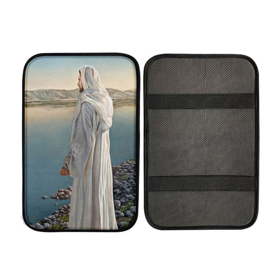 White Jesus Picture 3 - Jesus Car Center Console Cover - Jesus Car Armrest Pad, Christian Car Interior Accessories