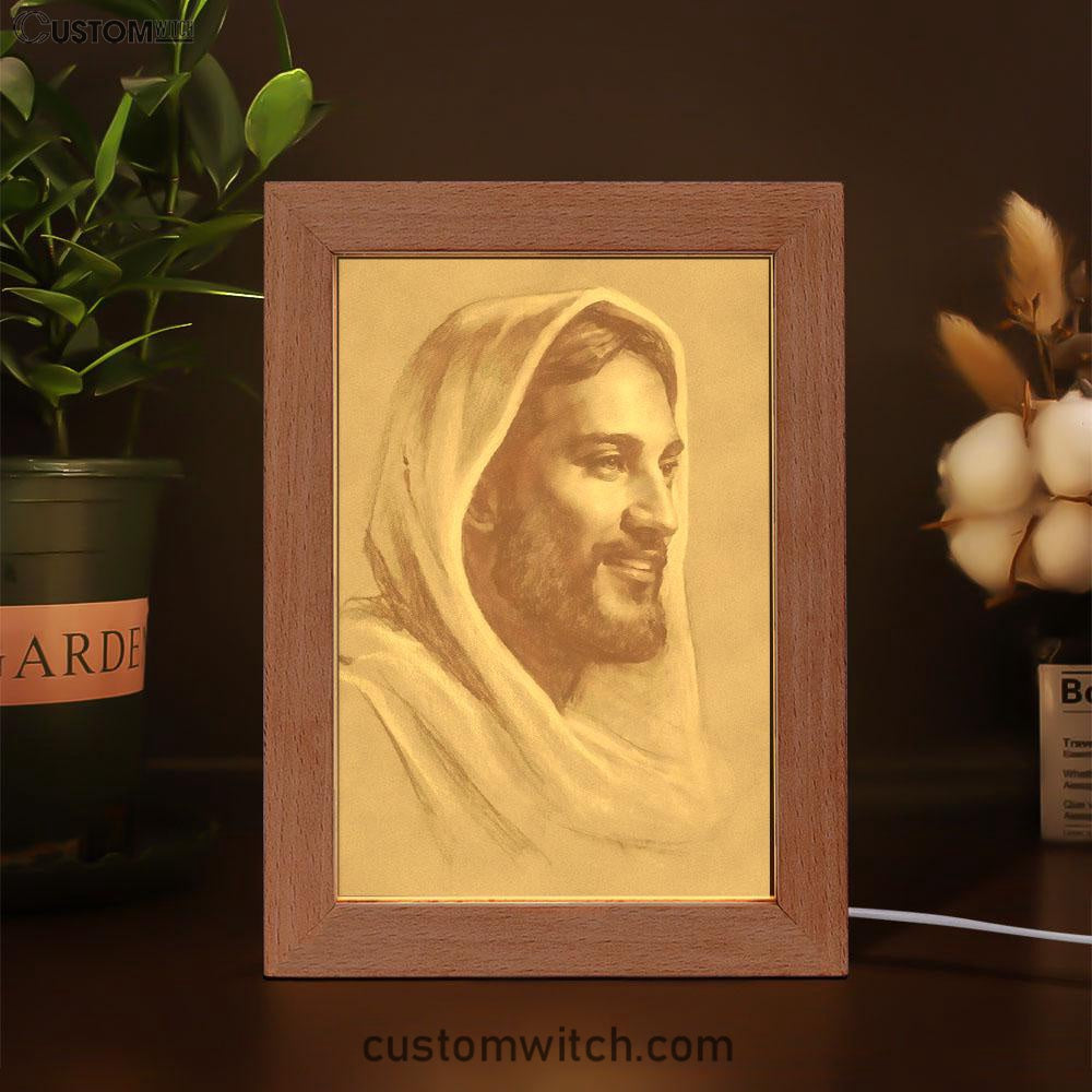 White Jesus Picture 5 - Jesus Portrait - Jesus Frame Lamp Art - Christian Art - Jesus Decor