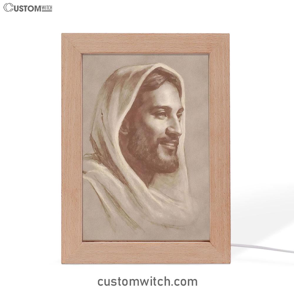 White Jesus Picture 5 - Jesus Portrait - Jesus Frame Lamp Art - Christian Art - Jesus Decor