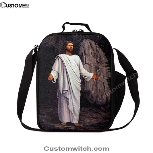 White Jesus Picture 6 - He Is Risen Lunch Bag For Men And Women - Jesus Lunch Bag For Men And Women, Spiritual Christian Lunch Box For School, Work