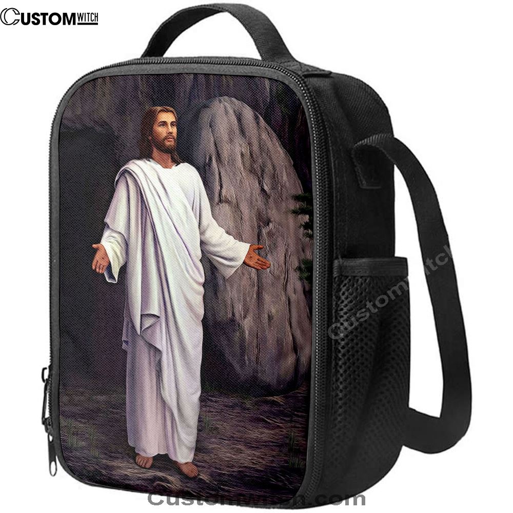 White Jesus Picture 6 - He Is Risen Lunch Bag For Men And Women - Jesus Lunch Bag For Men And Women, Spiritual Christian Lunch Box For School, Work