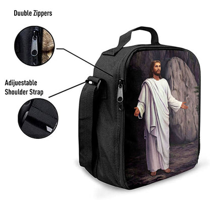 White Jesus Picture 6 - He Is Risen Lunch Bag For Men And Women - Jesus Lunch Bag For Men And Women, Spiritual Christian Lunch Box For School, Work