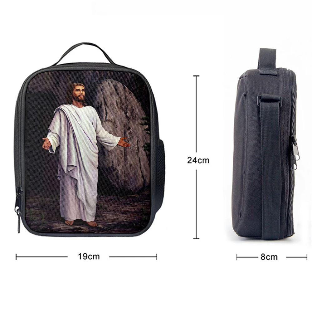 White Jesus Picture 6 - He Is Risen Lunch Bag For Men And Women - Jesus Lunch Bag For Men And Women, Spiritual Christian Lunch Box For School, Work