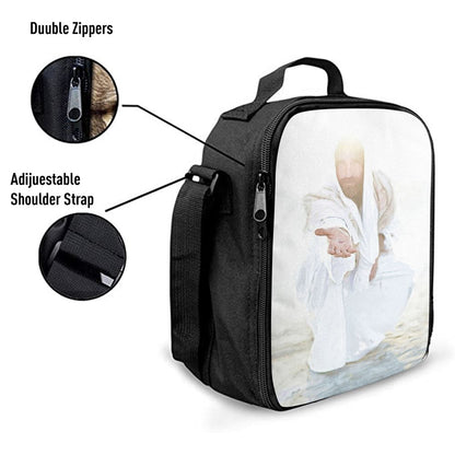 White Jesus Picture Lunch Bag, Spiritual Christian Lunch Box For School, Work