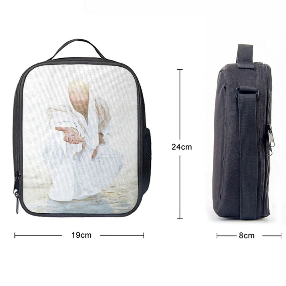 White Jesus Picture Lunch Bag, Spiritual Christian Lunch Box For School, Work