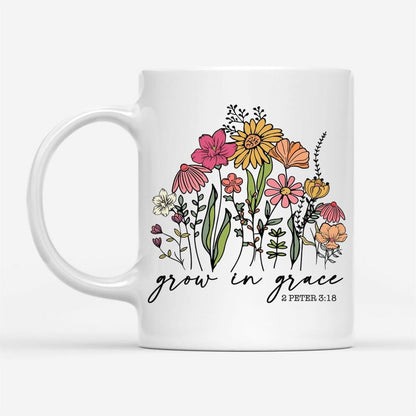 Wildflowers Grow In Grace 2 Peter 318 Coffee Mug, Christian Mug, Bible Mug, Faith Gift, Encouragement Gift