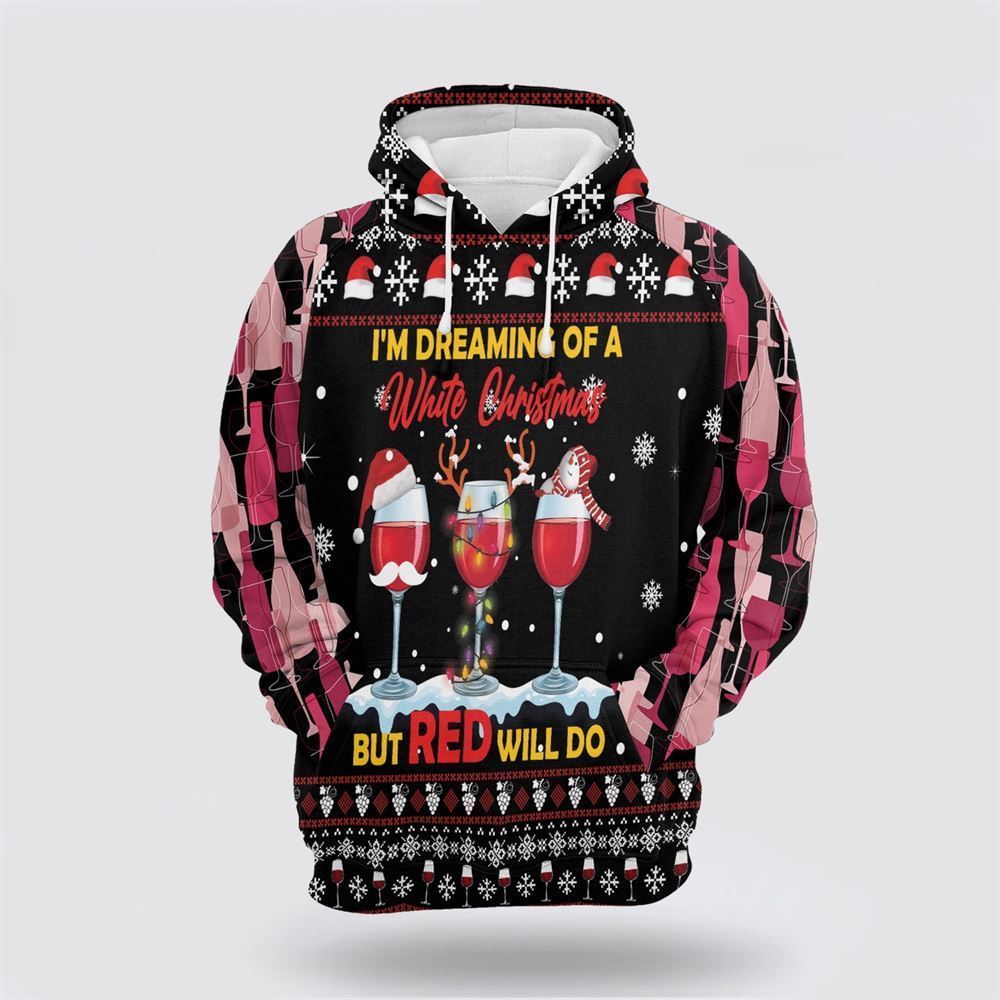 Wine Red Christmas All Over Print 3D Hoodie For Men & Women, Christmas Hoodie Cute, Christmas Gift, Christmas Fashion