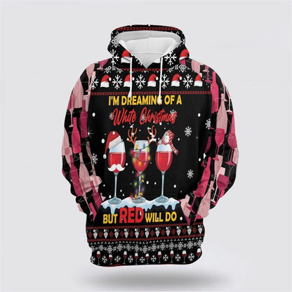 Wine Red Christmas All Over Print 3D Hoodie For Men & Women, Christmas Hoodie Cute, Christmas Gift, Christmas Fashion
