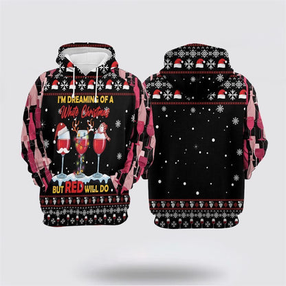 Wine Red Christmas All Over Print 3D Hoodie For Men & Women, Christmas Hoodie Cute, Christmas Gift, Christmas Fashion
