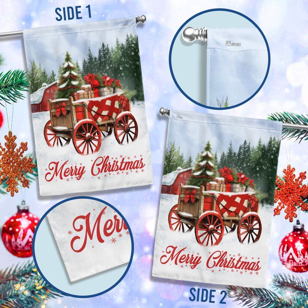 Winter Wagon Christmas Flag, Christmas Garden Flag, Home Decor Accessories, Christmas Outdoor Decor Ideas