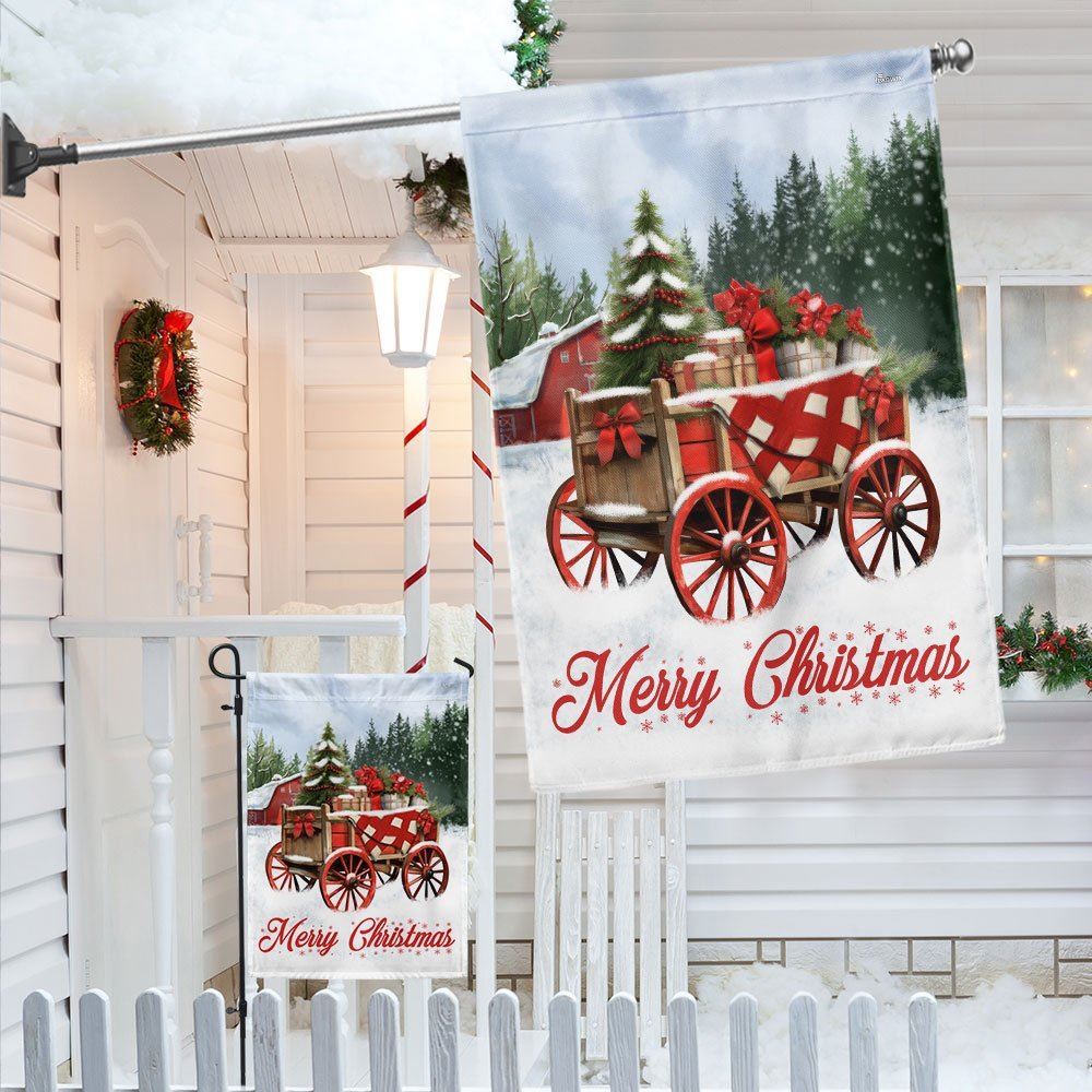 Winter Wagon Christmas Flag, Christmas Garden Flag, Home Decor Accessories, Christmas Outdoor Decor Ideas