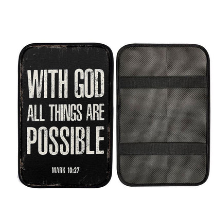With God All Things Are Possible Mark 10 27 Car Center Console Cover, Bible Verse Car Interior Accessories