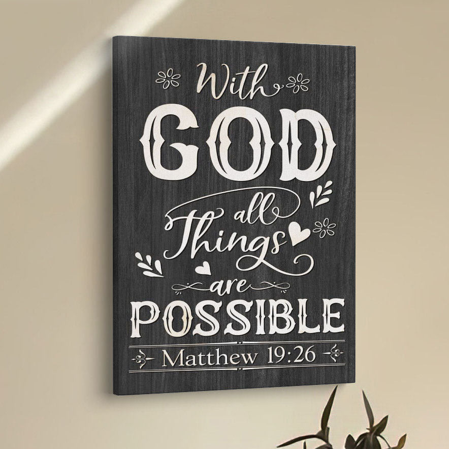 With God All Things Are Possible Matthew 1926 Bible Verse Wall Decor Art - Bible Verse Wall Decor - Scripture Wall Art