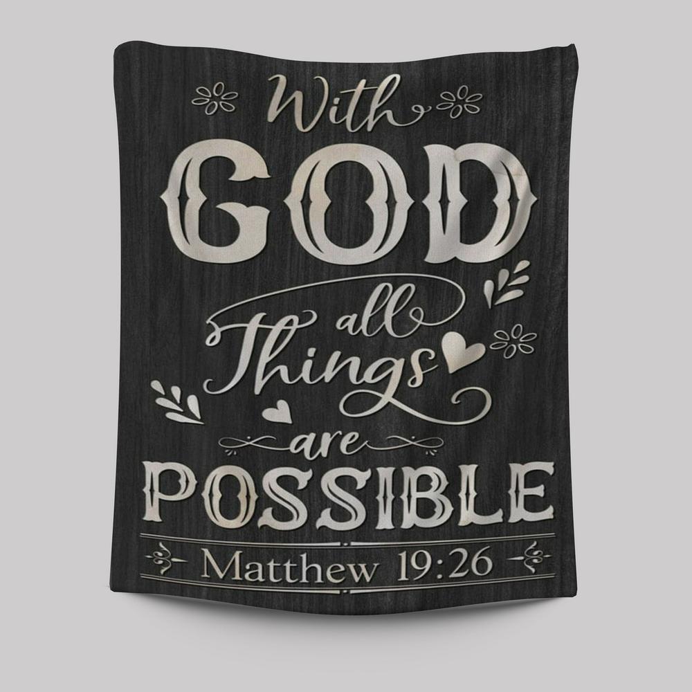 With God All Things Are Possible Matthew 1926 Bible Verse Wall Decor Art - Bible Verse Wall Decor - Scripture Wall Art